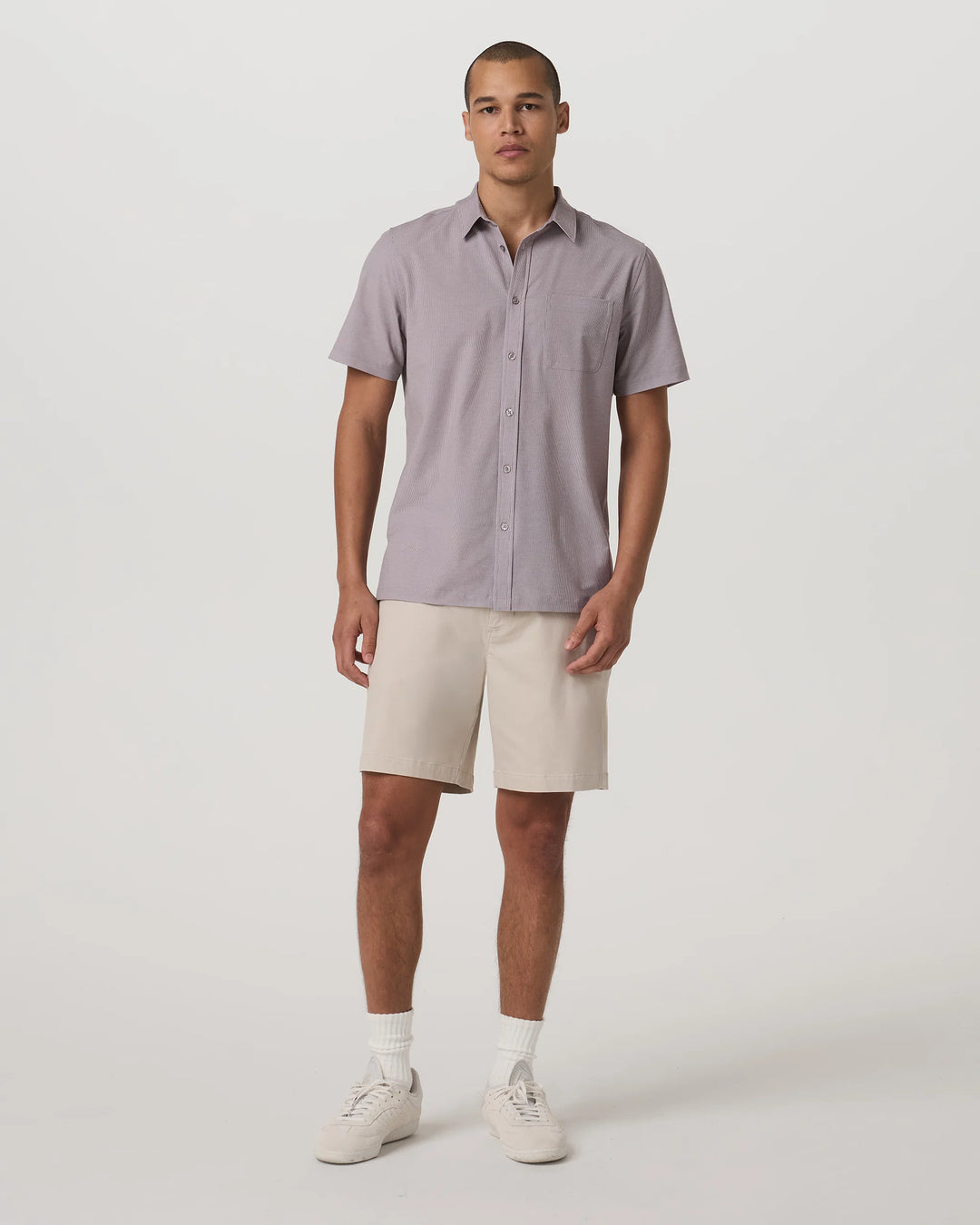 Vuori Men's Short Sleeve Bridge Button Down - Sable Mini Stripe - Sun Diego Boardshop