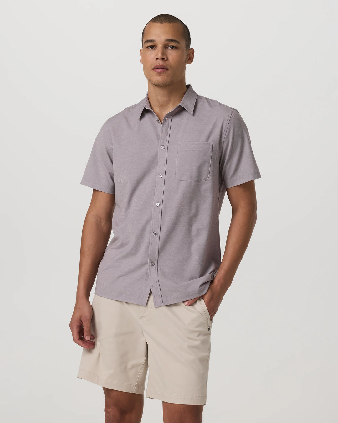 Vuori Men's Short Sleeve Bridge Button Down - Sable Mini Stripe - Sun Diego Boardshop