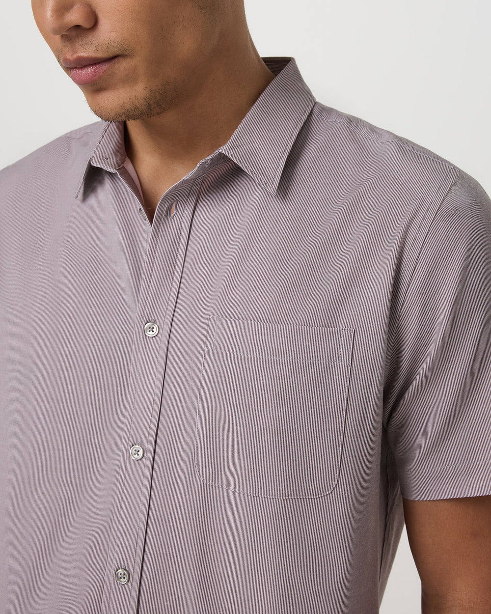 Vuori Men's Short Sleeve Bridge Button Down - Sable Mini Stripe - Sun Diego Boardshop