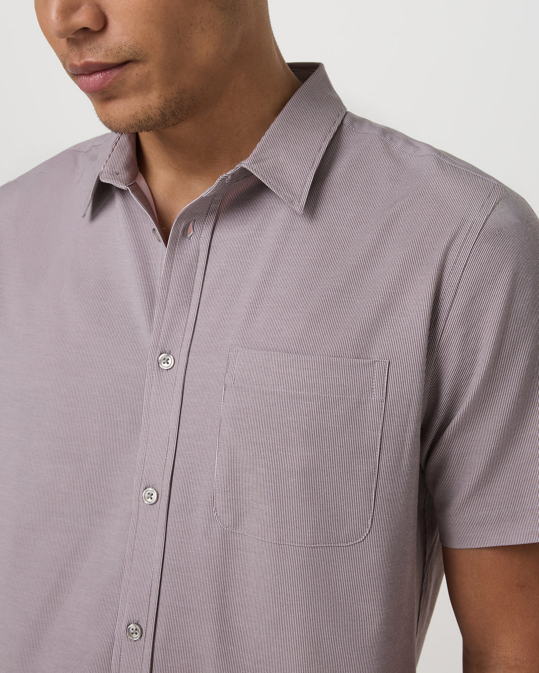 Vuori Men's Short Sleeve Bridge Button Down - Sable Mini Stripe - Sun Diego Boardshop
