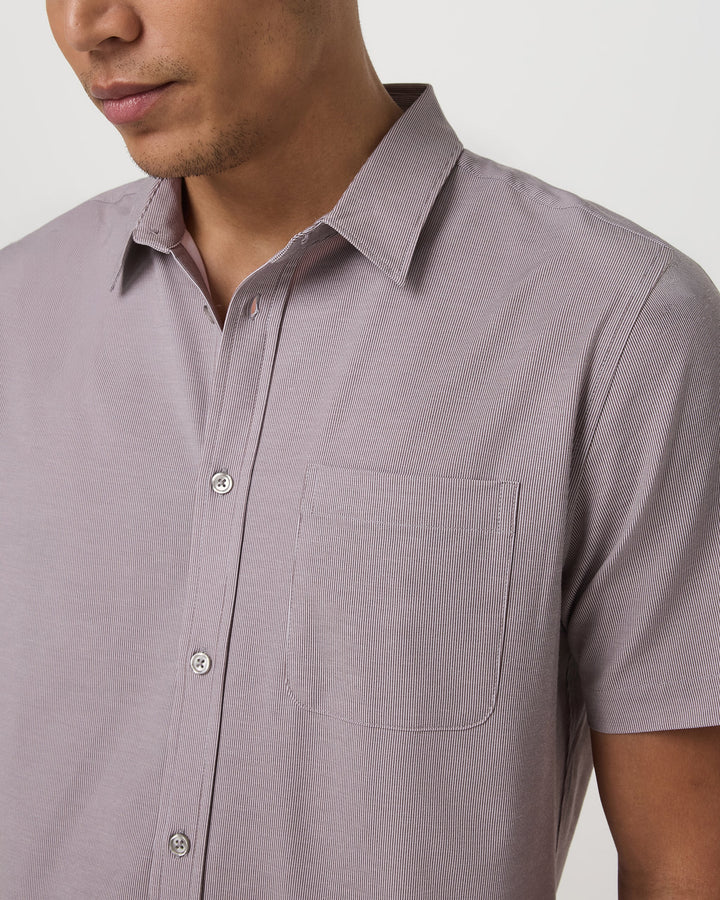 Vuori Men's Short Sleeve Bridge Button Down - Sable Mini Stripe - Sun Diego Boardshop