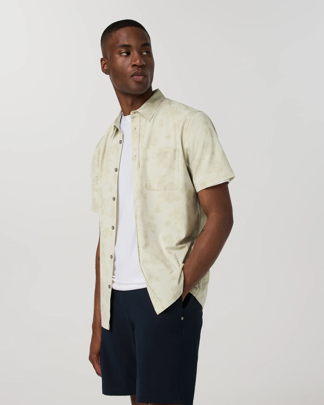 Vuori Men's Short Sleeve Bridge Button Down - Sandalwood Fleur