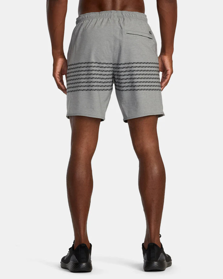 RVCA YOGGER STRETCH ELASTIC WAIST SHORTS 17" - HEATHER GREY VA BAND - Sun Diego Boardshop