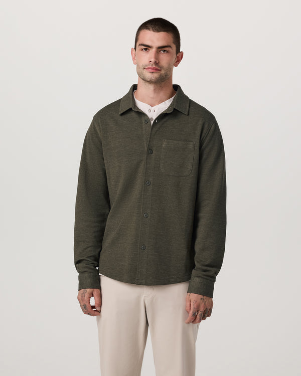 Vuori Long Sleeve Jeffreys Button Down Overshirt - Olive Heather - Sun Diego Boardshop