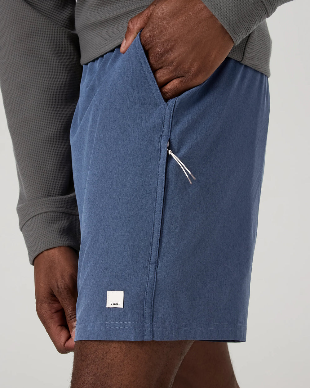 Vuori Men's Banks Session Short Unlined 7" - Azure Linen Texture - Sun Diego Boardshop