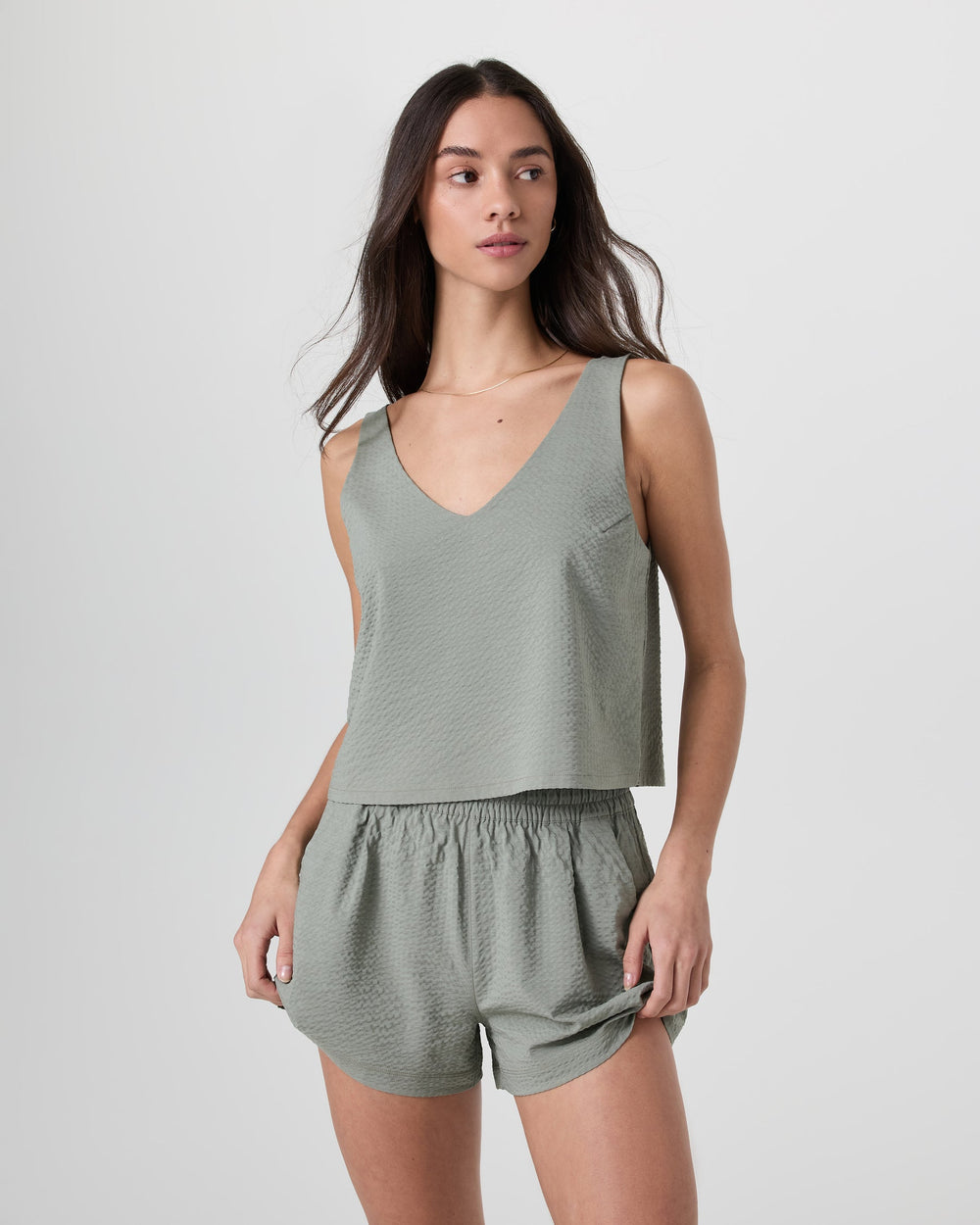 Vuori Villa Textured Crop Tank - Laurel - Sun Diego Boardshop