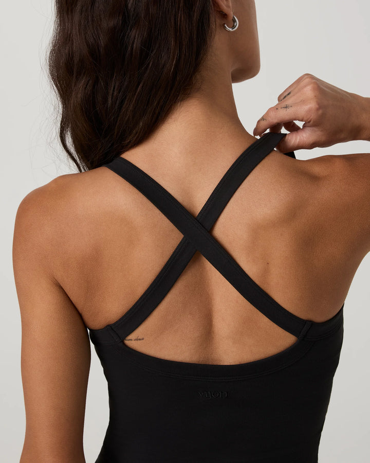 Vuori Women's Halo Cross Back Tank - Solid Black - Sun Diego Boardshop