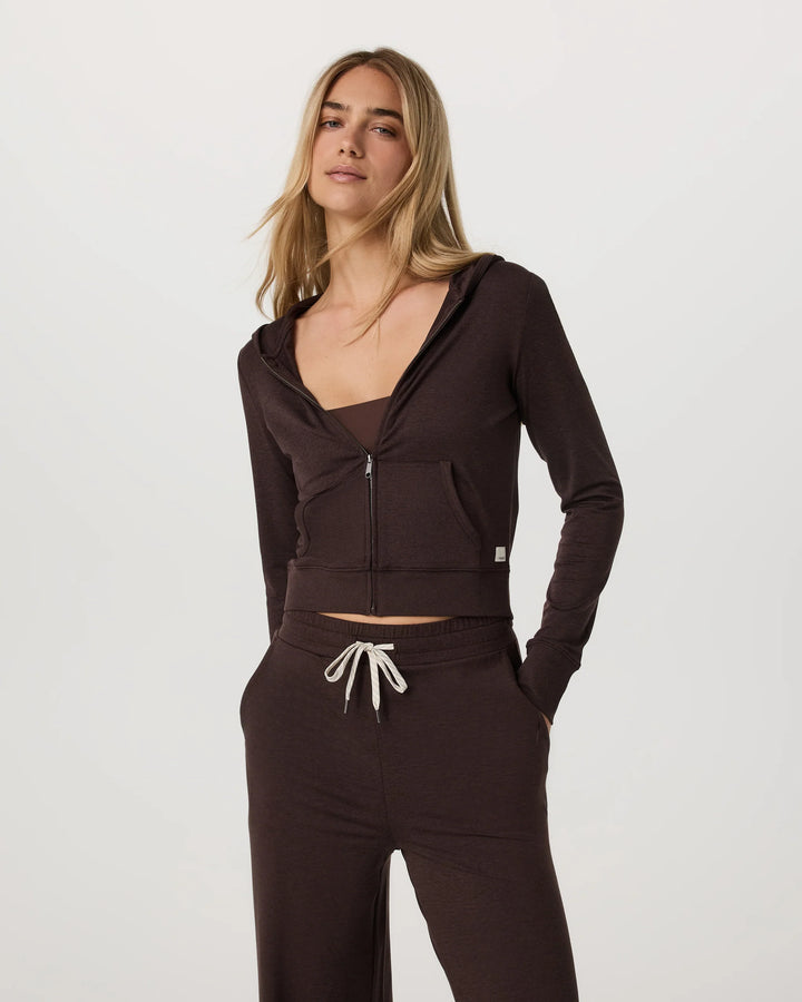 Vuori Women's Halo Mini Full Zip Hoodie - Java Heather - Sun Diego Boardshop