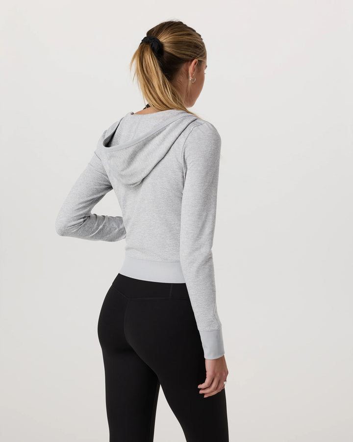 Vuori Women's Halo Mini Full Zip Hoodie - Pale Grey Heather - Sun Diego Boardshop