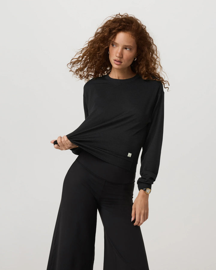 Vuori Women's Halo Modern Crew - Black Heather - Sun Diego Boardshop