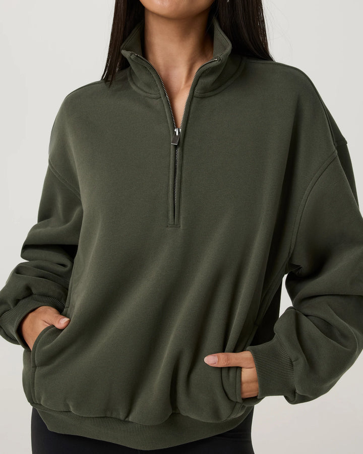 Vuori Women's Restore Oversized Half Zip - Army - Sun Diego Boardshop