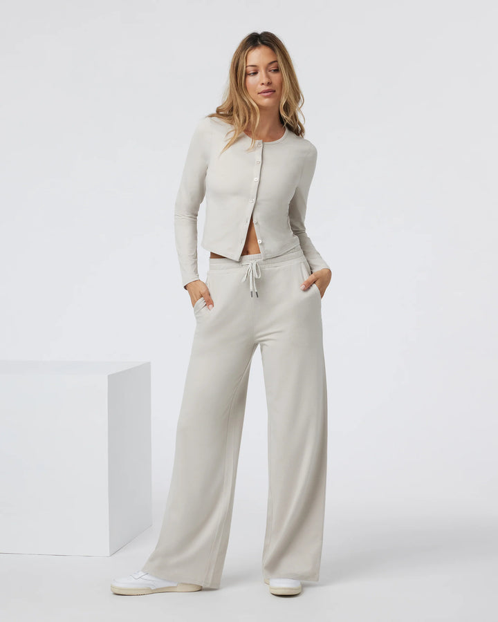 Vuori Women's Halo Essential Wideleg Pant - Ecru Heather - Sun Diego Boardshop