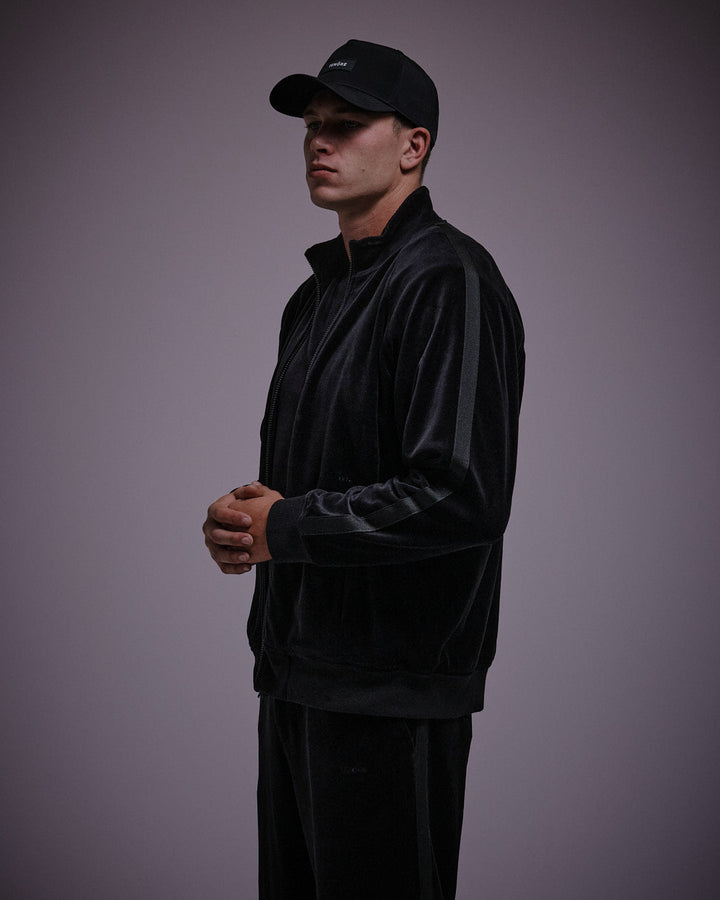 Tenore Velour Track Suit Jacket - BLACK - Sun Diego Boardshop