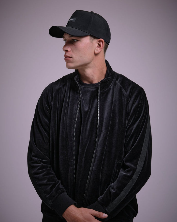 Tenore Velour Track Suit Jacket - BLACK - Sun Diego Boardshop