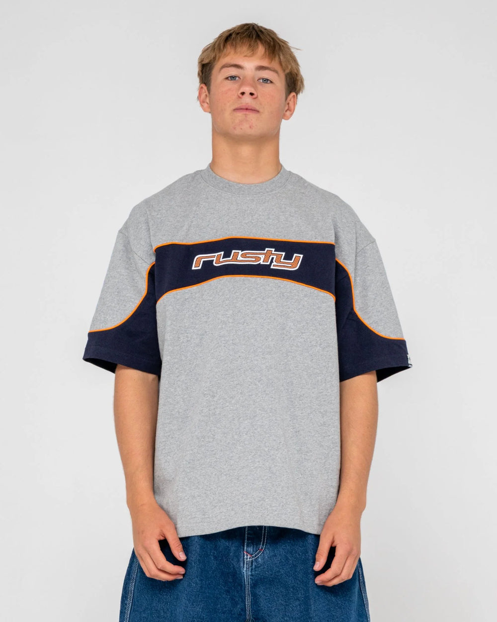 Rusty Men's Kinetic Panel Heavy Tee - Grey Marle - Sun Diego Boardshop