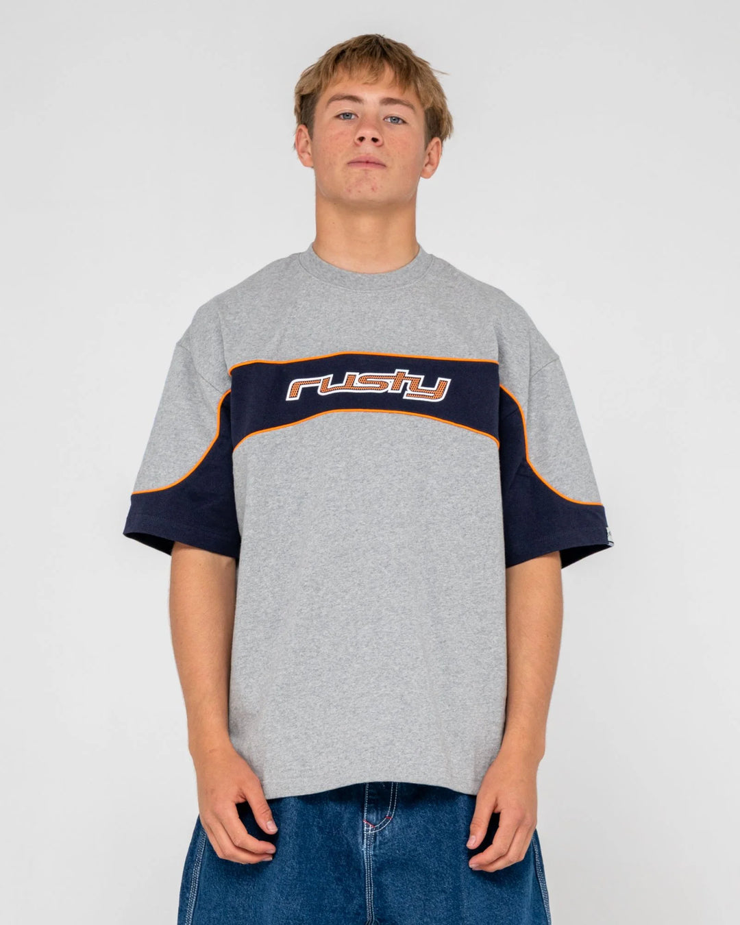 Rusty Men's Kinetic Panel Heavy Tee - Grey Marle - Sun Diego Boardshop