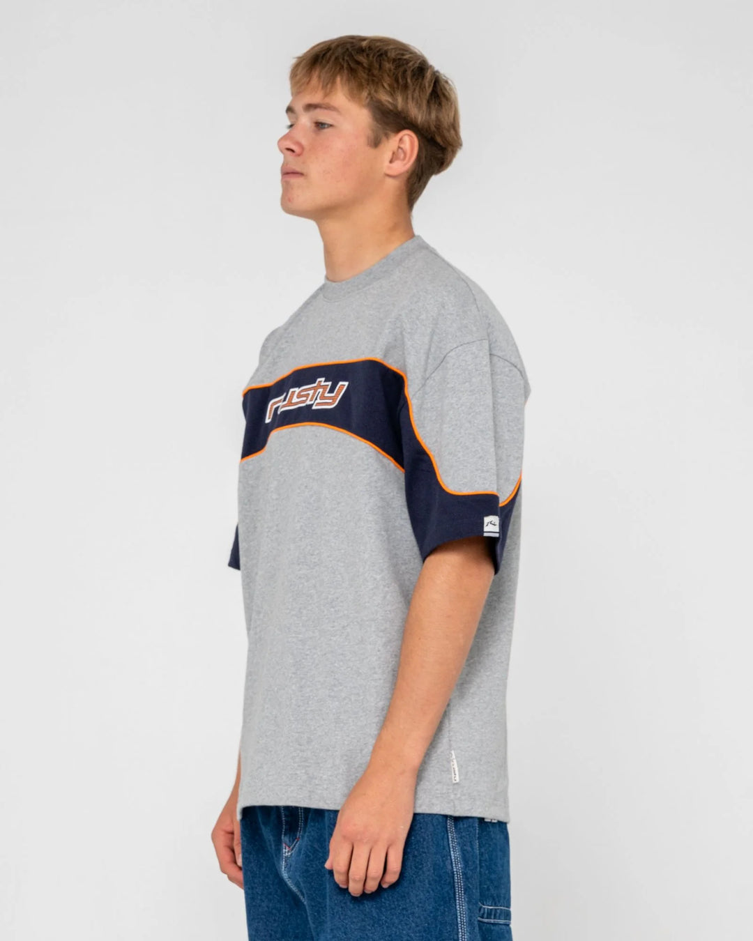 Rusty Men's Kinetic Panel Heavy Tee - Grey Marle - Sun Diego Boardshop
