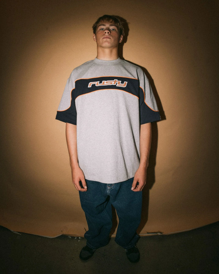 Rusty Men's Kinetic Panel Heavy Tee - Grey Marle - Sun Diego Boardshop