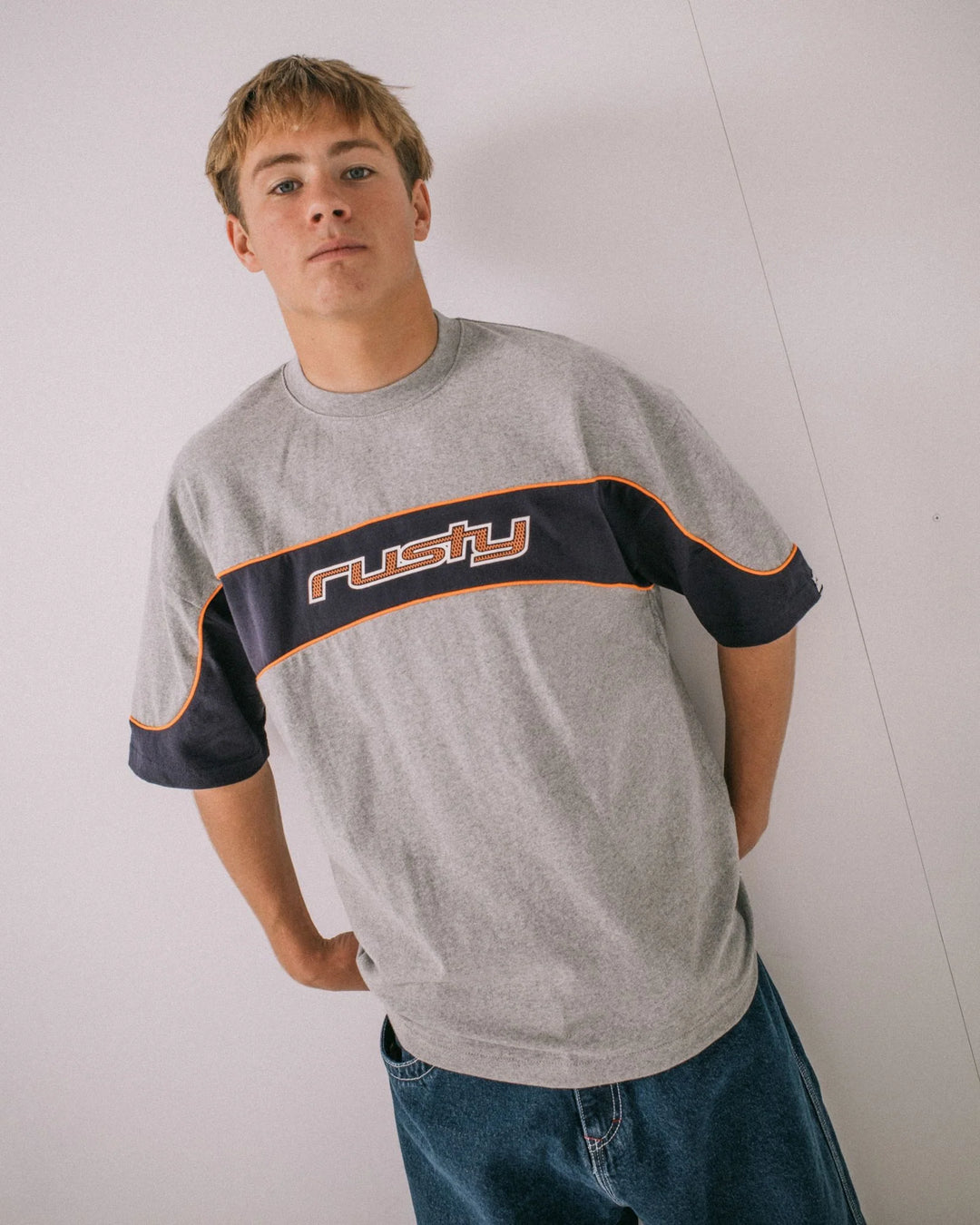 Rusty Men's Kinetic Panel Heavy Tee - Grey Marle - Sun Diego Boardshop