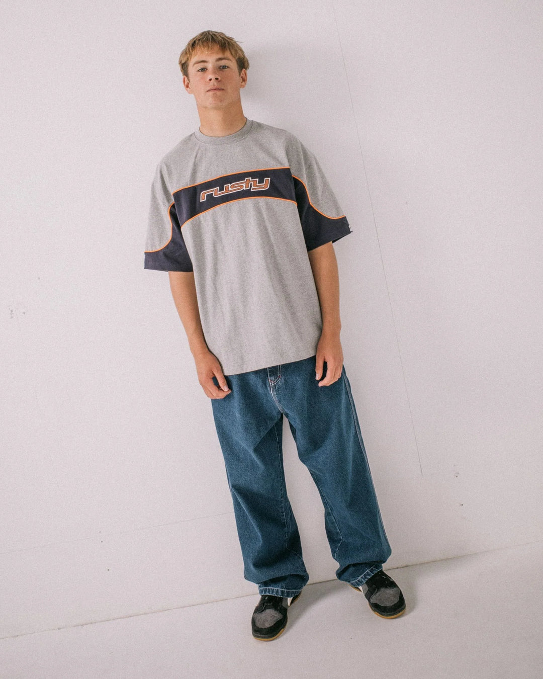 Rusty Men's Kinetic Panel Heavy Tee - Grey Marle - Sun Diego Boardshop