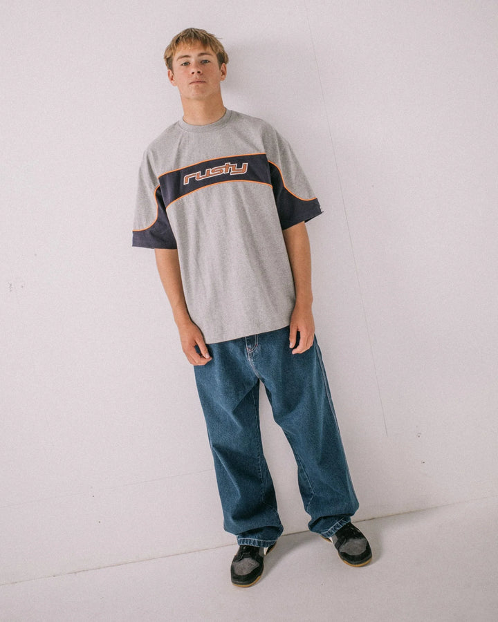 Rusty Men's Kinetic Panel Heavy Tee - Grey Marle - Sun Diego Boardshop