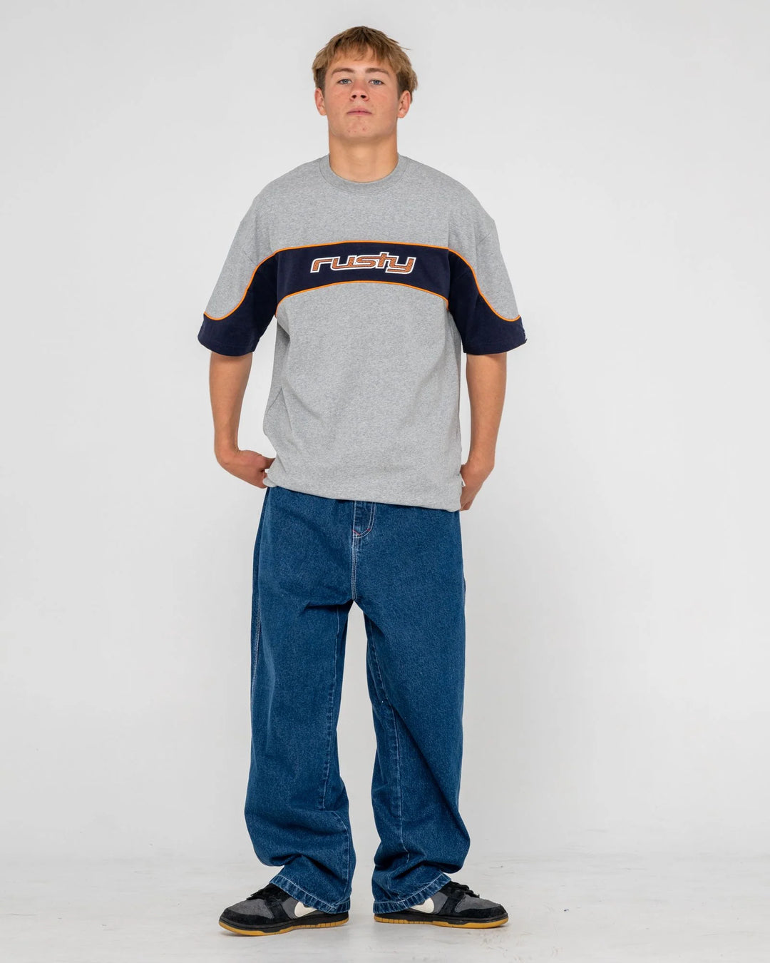 Rusty Men's Kinetic Panel Heavy Tee - Grey Marle - Sun Diego Boardshop