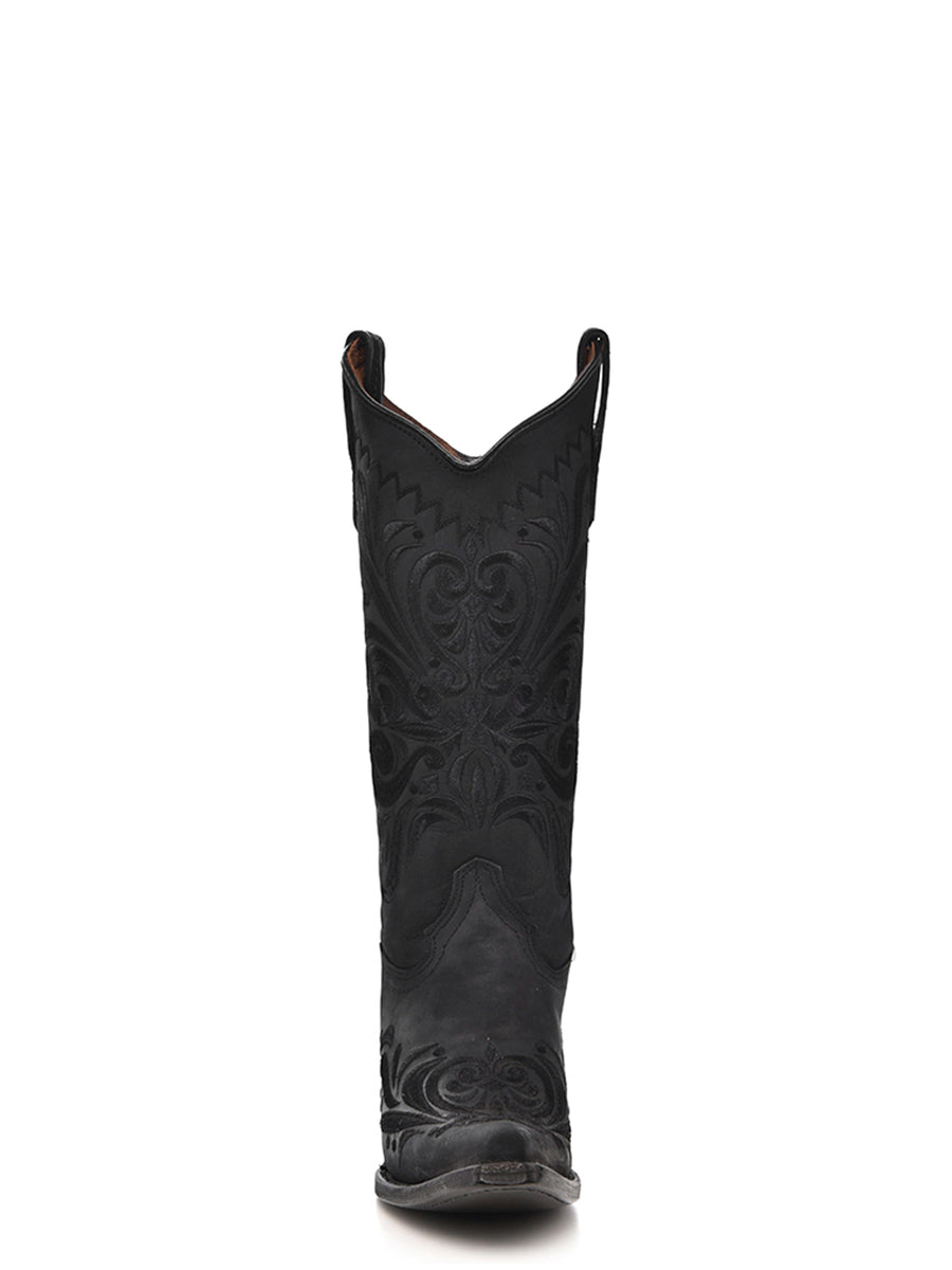 Corral Boots WOMEN’S EMBROIDERY BLACK SNIP TOE COWBOY BOOT - BLACK - Sun Diego Boardshop