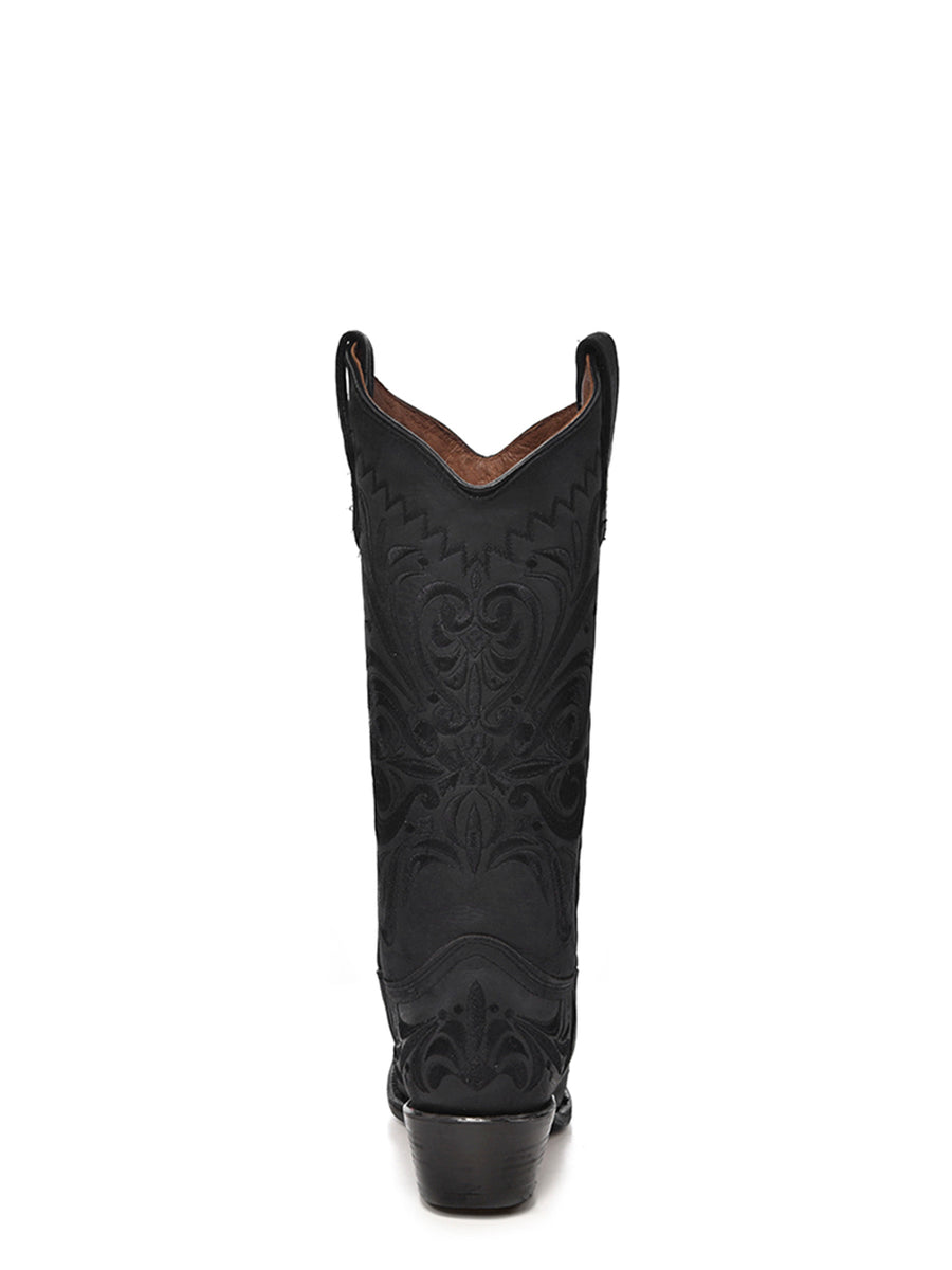 Corral Boots WOMEN’S EMBROIDERY BLACK SNIP TOE COWBOY BOOT - BLACK - Sun Diego Boardshop
