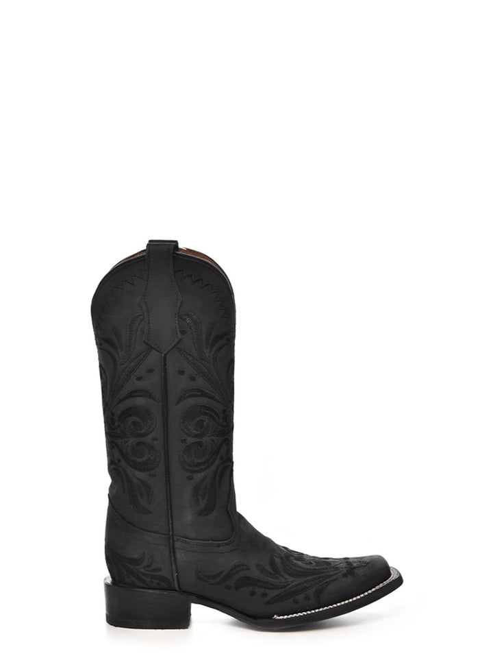 Corral Boots WOMEN’S EMBROIDERY BLACK SQUARE TOE COWBOY BOOT - BLACK - Sun Diego Boardshop