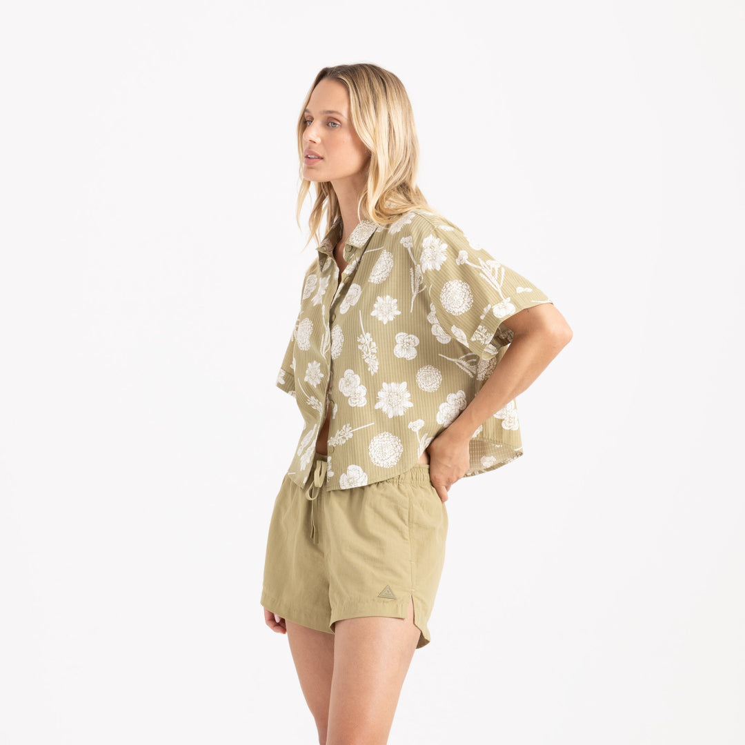 Roark Women's Bless Up Cropped Button Up Shirt - Dusty Olive - Sun Diego Boardshop