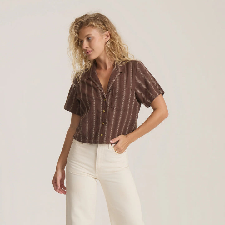 Roark Women's Crosswinds Camp Button Up Shirt - Coco Bean - Sun Diego Boardshop