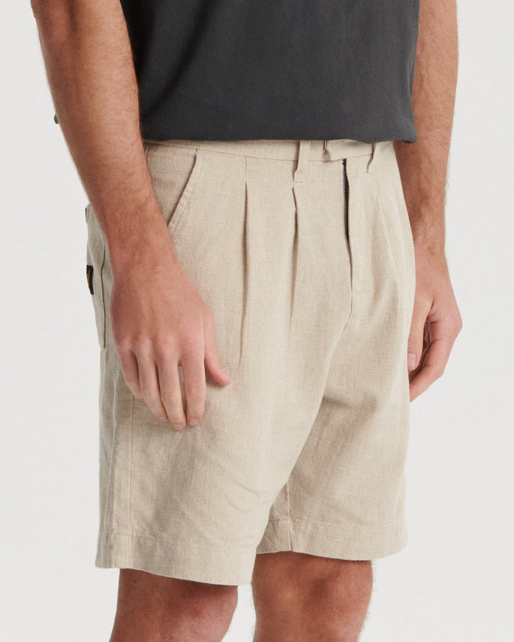 Critical Slide Harro Linen Pleat Short - TAN - Sun Diego Boardshop