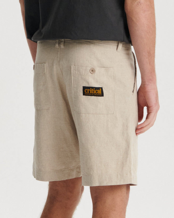 Critical Slide Harro Linen Pleat Short - TAN - Sun Diego Boardshop