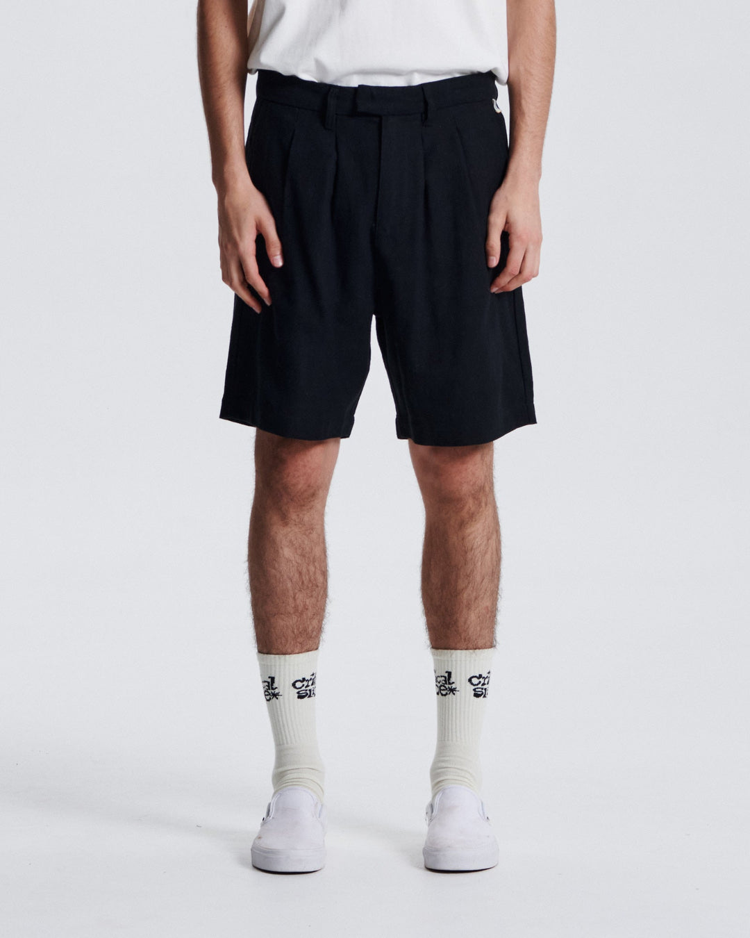 Critical Slide Harro Linen Pleat Short - Black - Sun Diego Boardshop