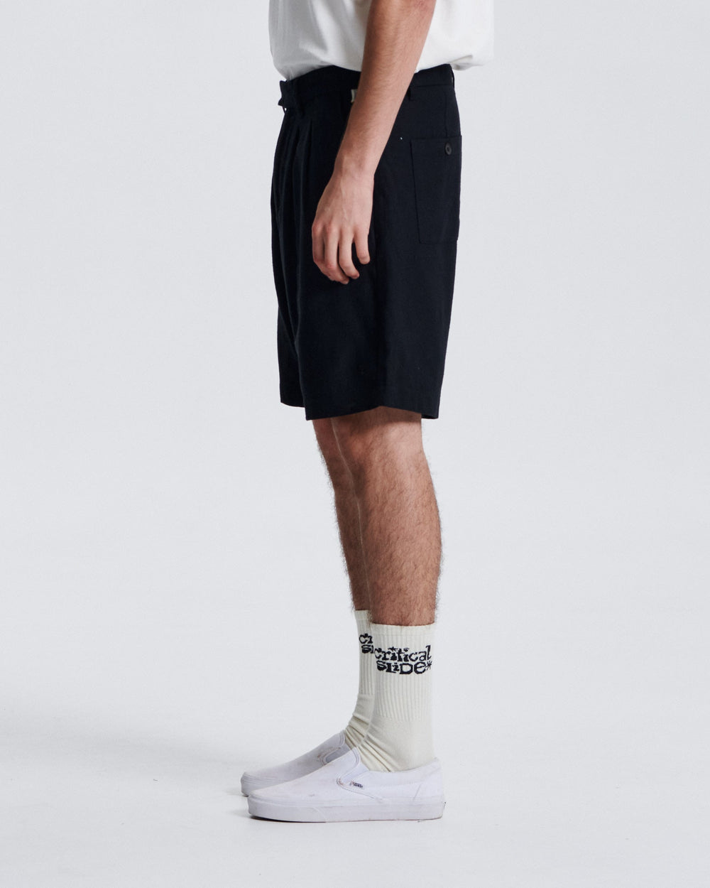Critical Slide Harro Linen Pleat Short - Black - Sun Diego Boardshop