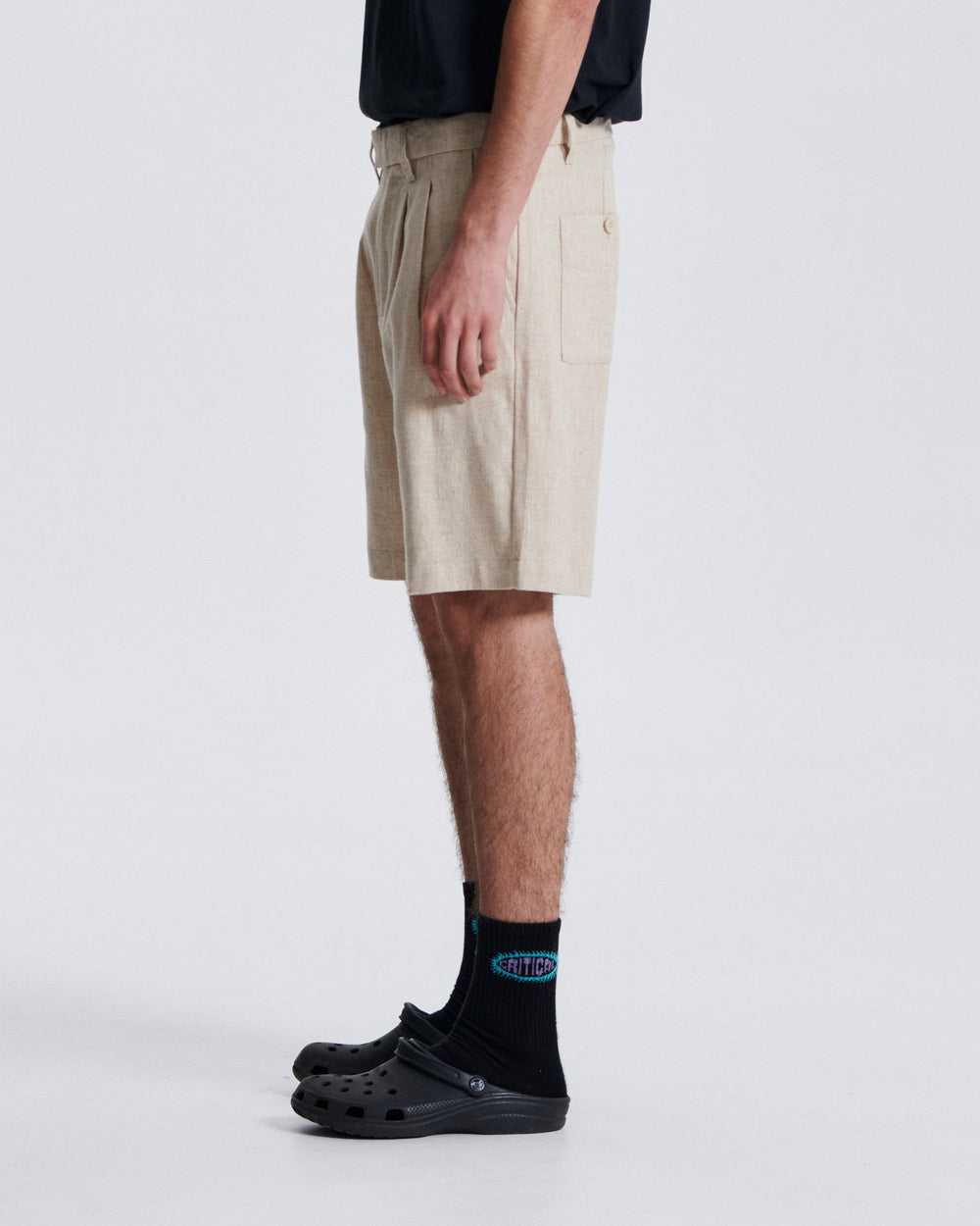 Critical Slide Harro Linen Pleat Short - Ecru - Sun Diego Boardshop