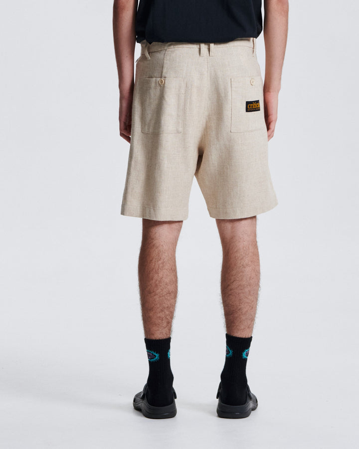 Critical Slide Harro Linen Pleat Short - Ecru - Sun Diego Boardshop