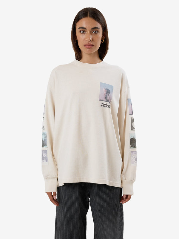 THRILLS One Way Or Another Long Sleeve Oversized Tee - HERITAGE WHITE - Sun Diego Boardshop