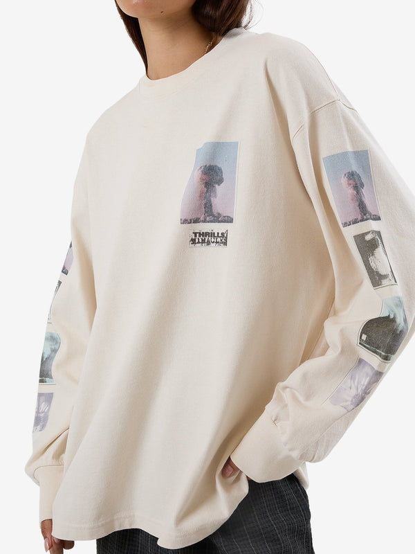 THRILLS One Way Or Another Long Sleeve Oversized Tee - HERITAGE WHITE - Sun Diego Boardshop