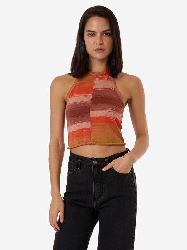 THRILLS Rise Knit Halter Top - BERRY - Sun Diego Boardshop