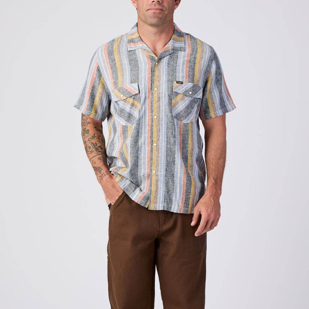 Seager Men's Whippersnapper Short Sleeve Shirt - Washed Stripe Navy - Sun Diego Boardshop