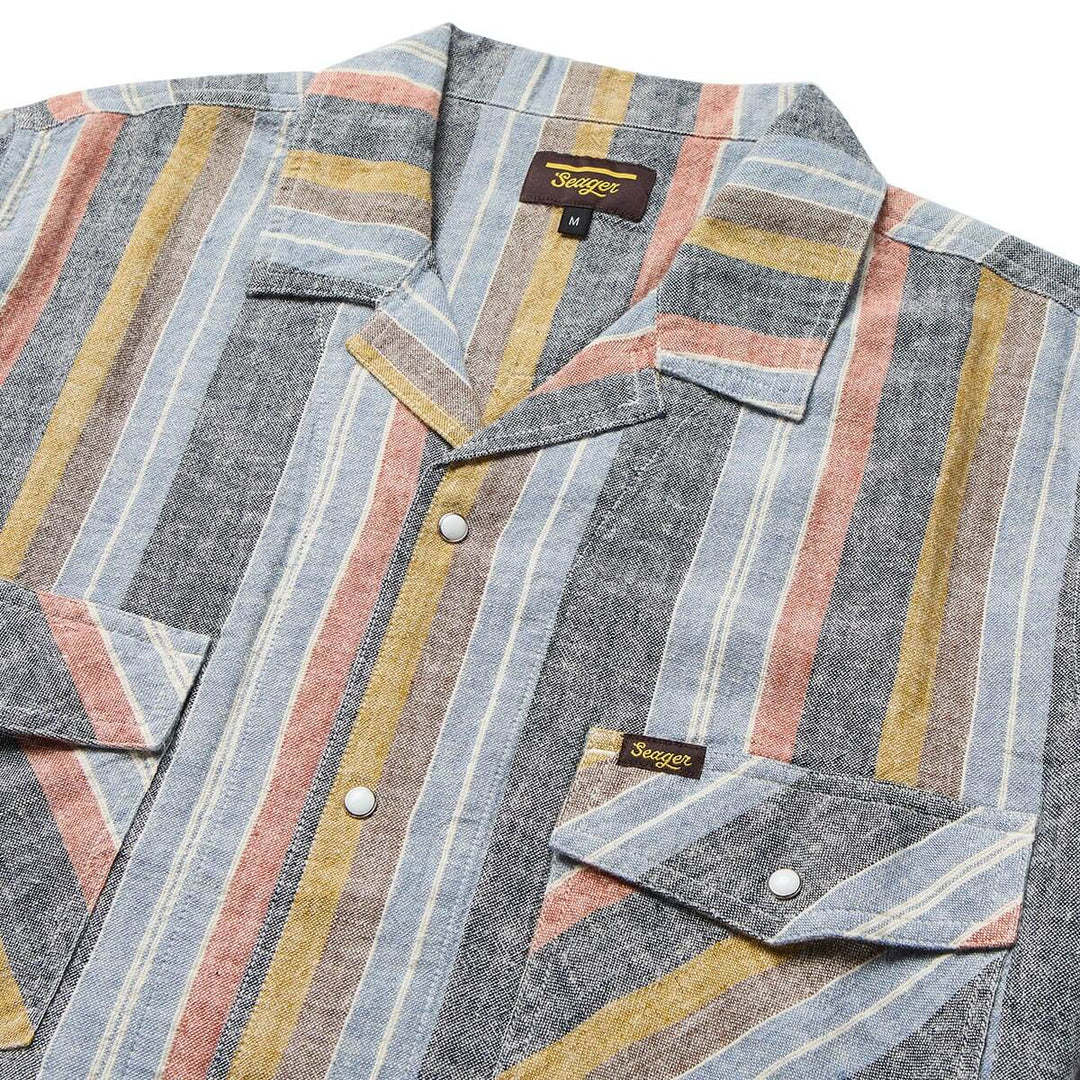 Seager Men's Whippersnapper Short Sleeve Shirt - Washed Stripe Navy - Sun Diego Boardshop