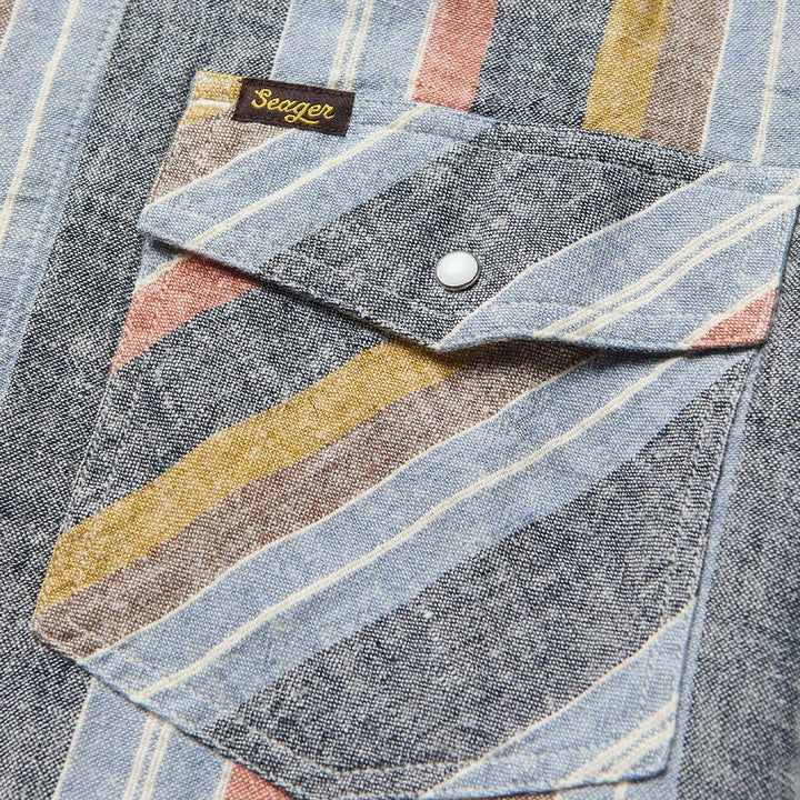 Seager Men's Whippersnapper Short Sleeve Shirt - Washed Stripe Navy - Sun Diego Boardshop