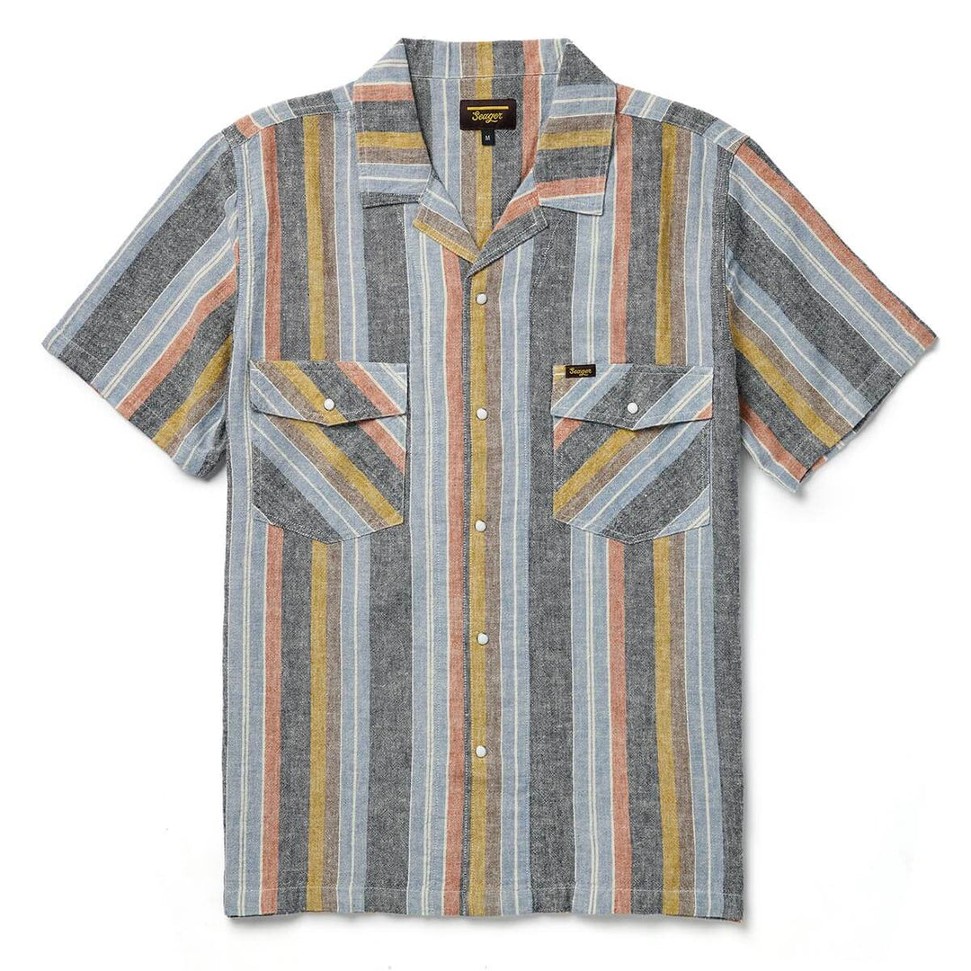 Seager Men's Whippersnapper Short Sleeve Shirt - Washed Stripe Navy - Sun Diego Boardshop