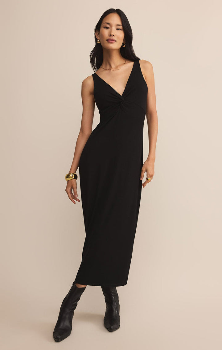 Z-Supply Eleve Twist Midi Dress - Black - Sun Diego Boardshop