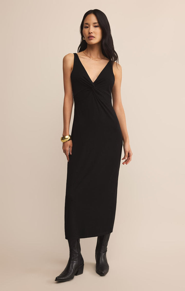 Z-Supply Eleve Twist Midi Dress - Black - Sun Diego Boardshop
