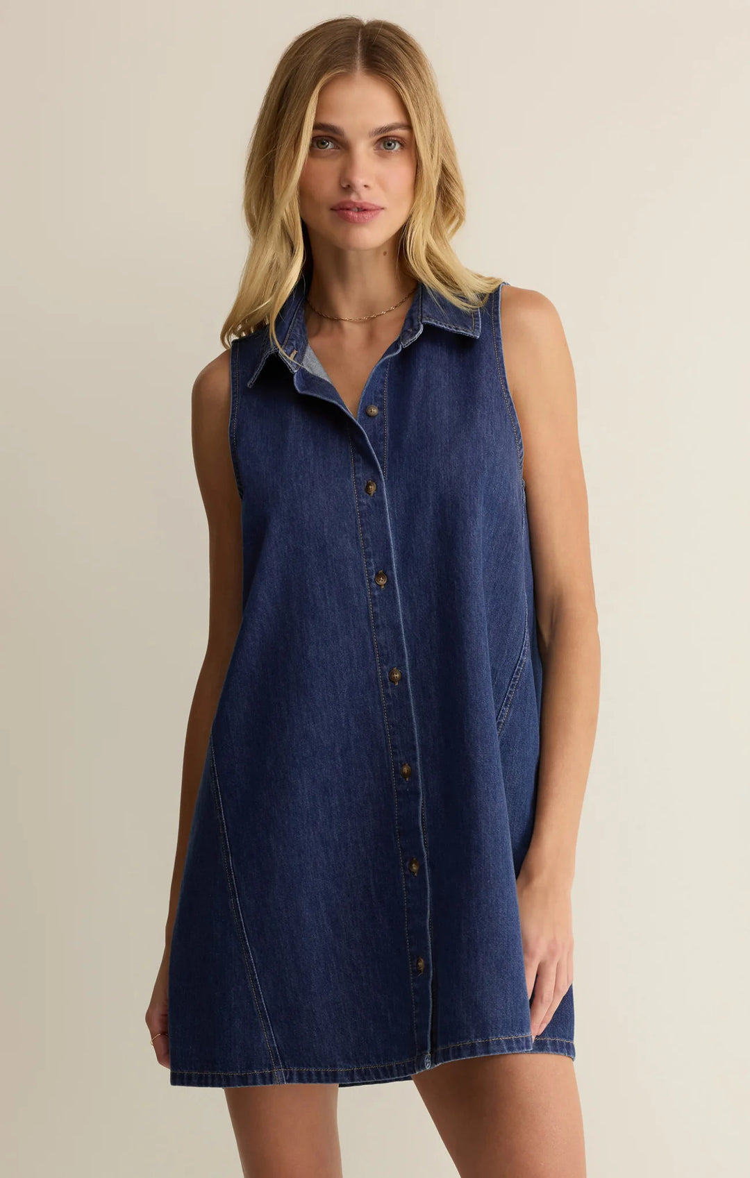 Z Supply New Day Denim Mini Dress Deep Water / SMALL