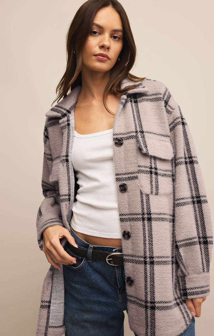 Z-Supply Plaid Tucker Shirt Jacket - Crystal Grey