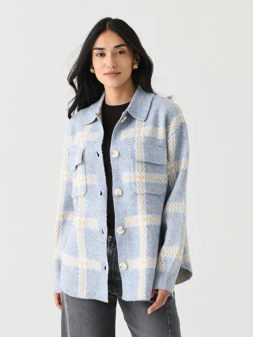 Z-Supply Tyler Plaid Sweater Jacket - LIGHT DENIM - Sun Diego Boardshop