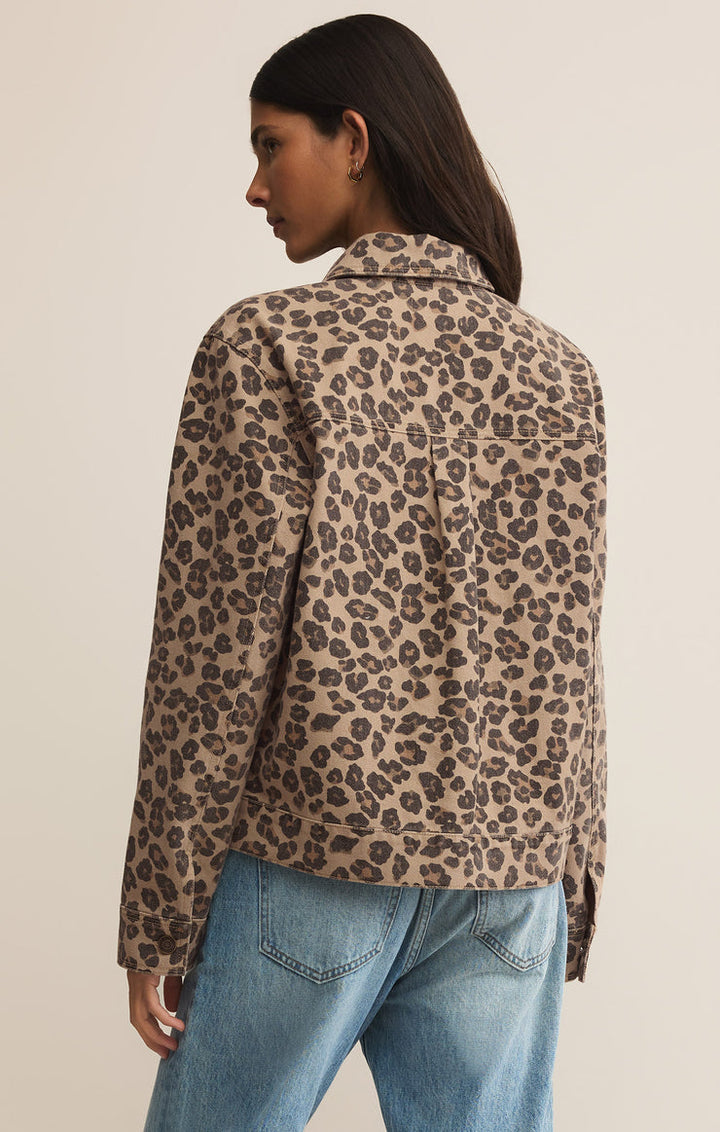 Z-Supply Bel Air Leopard Denim Jacket - Desert Tan - Sun Diego Boardshop